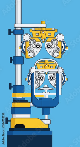 Illustration Of Optometry Equipment For Eye Exams Depicting Precision And Clarity For Eye Care