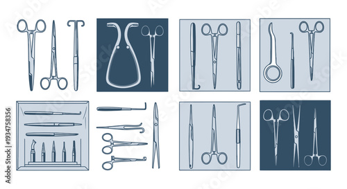 Illustration Of Surgical Instruments In A Detailed And Professional Display