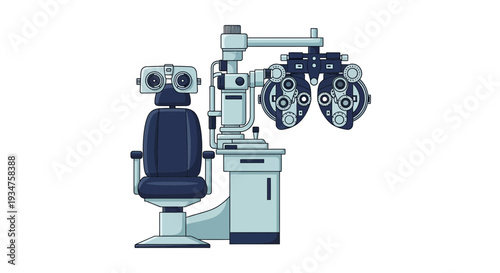 Illustration Of Optometry Equipment Inside A Clinic Environment For Vision Assessment