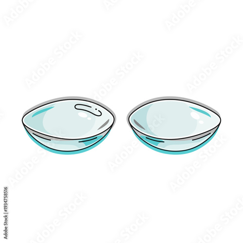 Illustration Of Two Contact Lenses Depicting Vision And Eye Care Elements In Modern Design