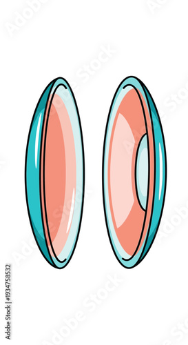 Illustration Of Two Contact Lenses Showing The Internal Structures And Design Elements