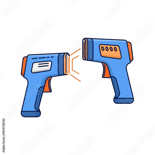 Illustration Of Two Digital Thermometers Pointing Towards Each Other For Health Measurement Purposes