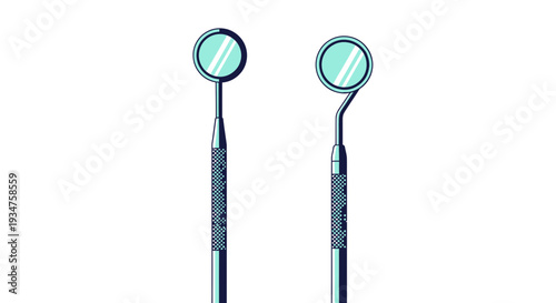 Illustration Of Two Dental Mirrors For Diagnostic And Examination Purposes, Isolated