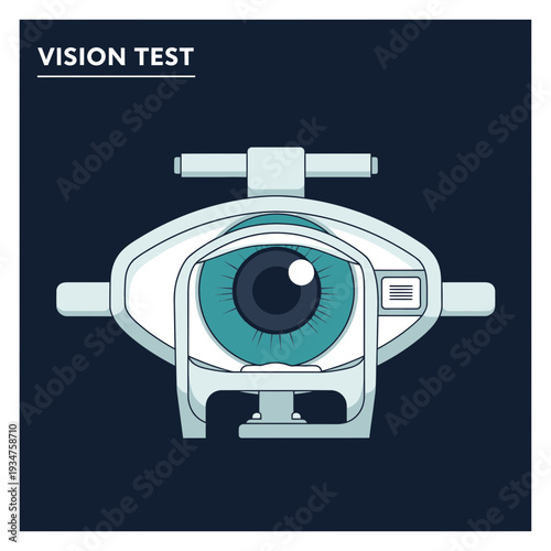 Illustration Of Vision Test Instrument Depicting Eye Examination For Eye Health and Diagnostic