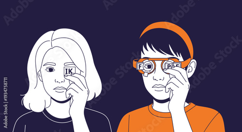 Illustration Of People Undergoing Eye Examination Showing Precision And Accuracy In Healthcare