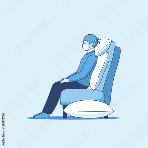 Illustration Of Person Wearing Mask Resting On A Couch During The Pandemic And Isolation