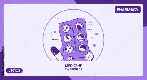 Illustration Of Pharmaceutical Medicine And Pharmacy Representation, Medical Concept Design