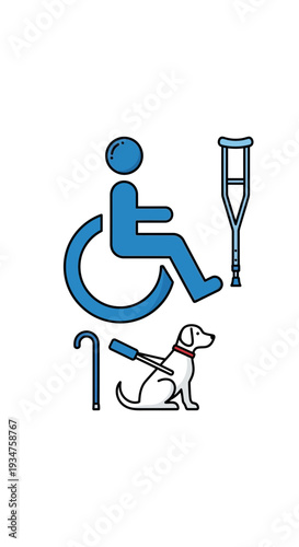 Illustration Representing Accessibility and Assistance for Individuals With Disabilities and Needs