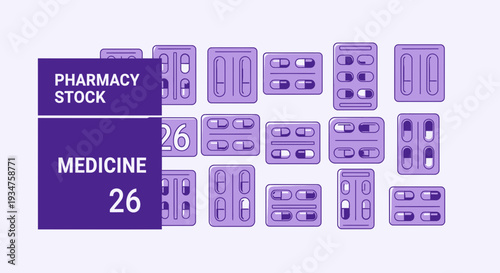 Illustration Of Pharmacy Packaging And Medical Pharmaceuticals For Health Concepts