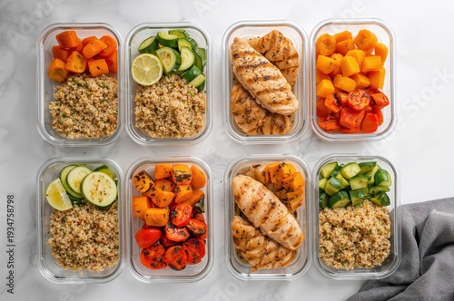 Wallpaper Mural Healthy meal prep containers with quinoa vegetables and grilled chicken arranged in clean layout Torontodigital.ca