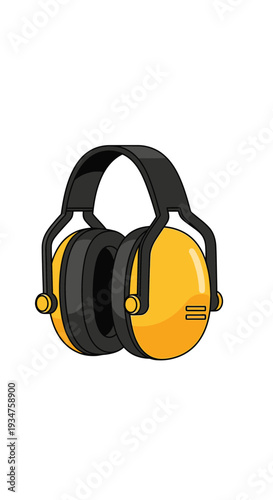 Illustration Of Safety Ear Muffs For Noise Protection In Construction Environments