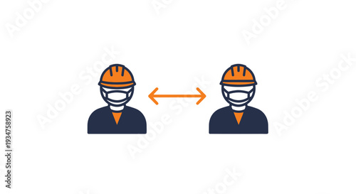 Illustration Of Safety Protocols And Social Distancing For Construction Workers