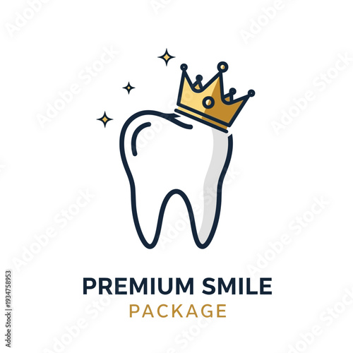 Illustrative Dental Icon: A Crown Adorns a Pristine Tooth, Premium Smile Symbol