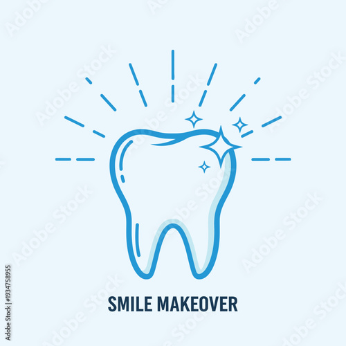 Illustrative Dental Hygiene Design Showing Sparkling Clean Tooth For Smile Makeover Services