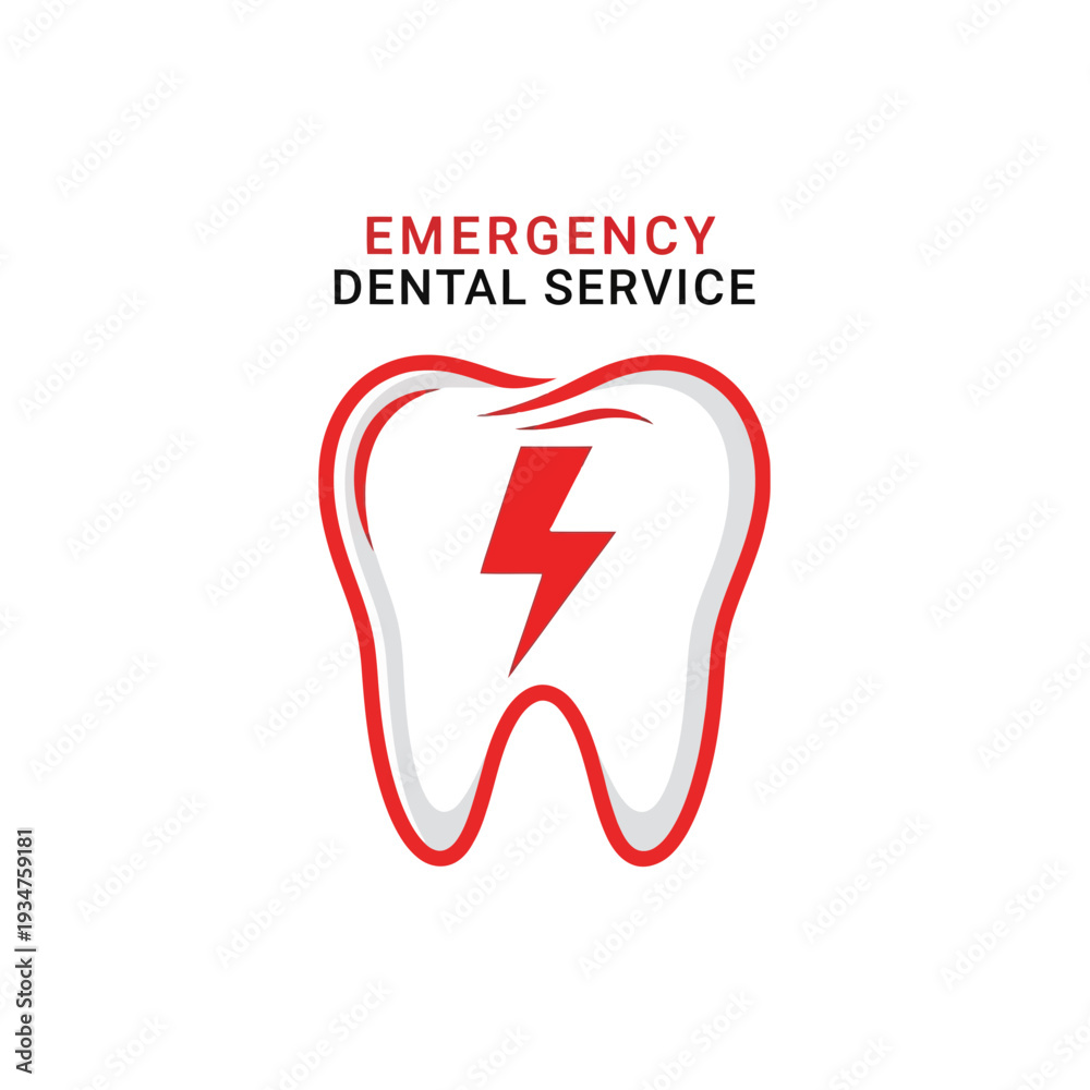 Obraz premium Immediate Relief: Urgent Dental Care Emblem with a Striking Lightning Bolt Symbolism