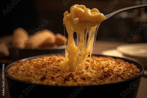 Wallpaper Mural Golden baked mac and cheese with creamy texture and stretchy cheese pull Torontodigital.ca