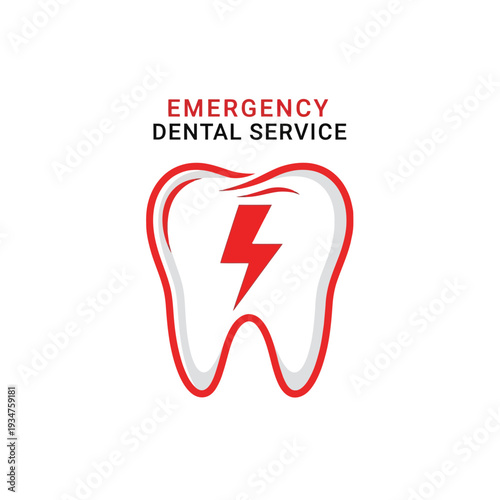 Immediate Relief: Urgent Dental Care Emblem with a Striking Lightning Bolt Symbolism