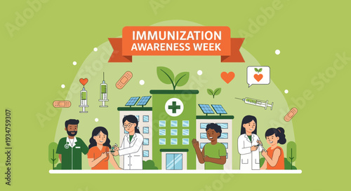 Immunization Drive, Healthcare Professionals Administering Vaccines, Health Awareness Campaign