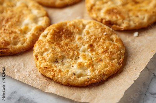 Wallpaper Mural Golden cottage cheese flatbread slices baked with eggs for healthy protein rich meal Torontodigital.ca