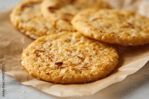 Wallpaper Mural Golden cottage cheese flatbread slices baked with eggs for healthy protein rich meal Torontodigital.ca