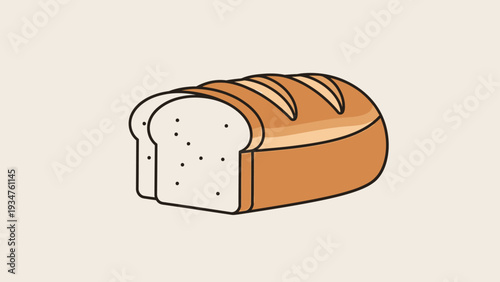 A classic loaf of sliced white bread illustration