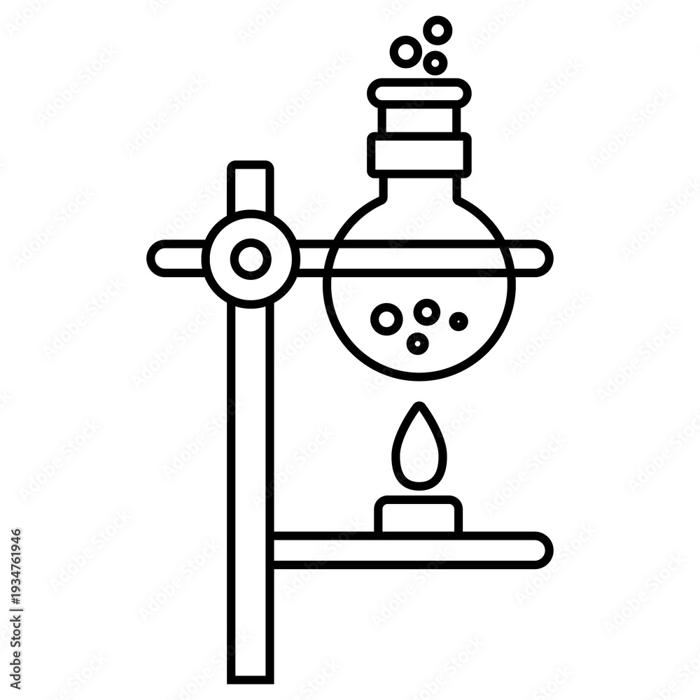 Obraz premium Boiling Flask Icon, Laboratory Boiling Flask Icon, Chemistry Lab Flask Illustration, Scientific Reaction Vessel Graphic, Experimental Lab Glassware Design, Laboratory Heating Flask Artwork