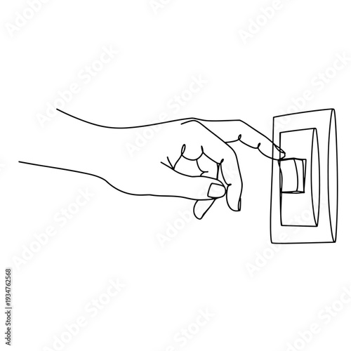 Hand pressing a light switch finger pushing