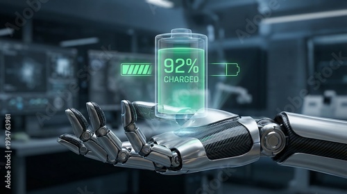 Robot Hand with Holographic Battery - Power Storage AI