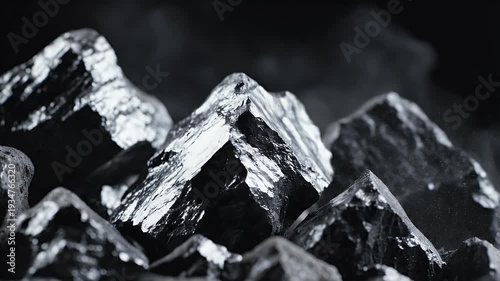 Wallpaper Mural Close-up of wet, black, crystalline mineral fragments against a dark background Torontodigital.ca