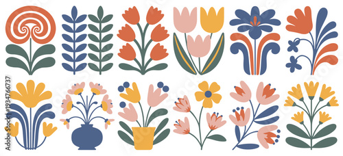 Colorful Abstract Floral and Botanical Illustrations