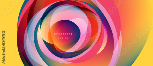 Abstract colorful circles create dynamic visual effect. Bright gradients, modern design, perfect for backgrounds.