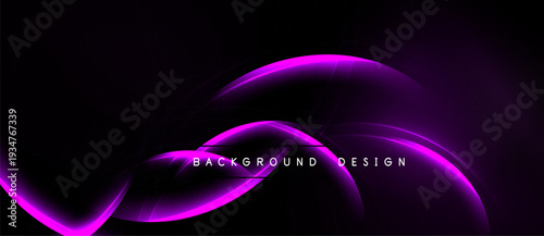 Abstract purple lines over black background. Smooth curves create dynamic visual effect. Modern design element for digital projects.