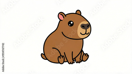 Cute Capybara Sitting Vector Illustration World Largest Rodent