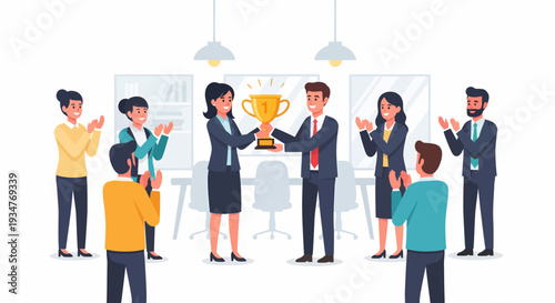 Celebrating Success with Colleagues in a Modern Office Environment