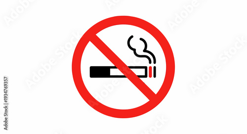 Vector illustration of a no smoking sign featuring a cigarette with smoke