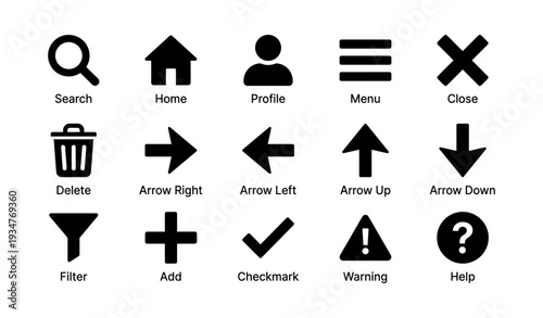 Essential user interface icons set for web and app design