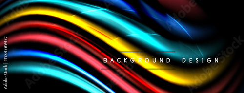 Abstract flowing lines create vibrant, dynamic background. Colors blend, forming smooth curves, modern design element.