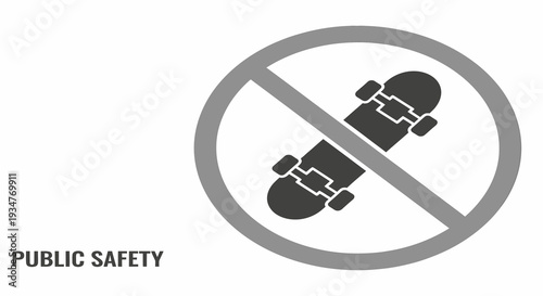 Skateboarding Prohibited Sign in Public Area for Safety Reasons