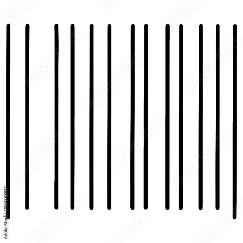 Abstract barcode pattern made of vertical black lines on a pure, representing data, scanning, or product identification in a minimalist graphic design