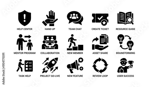 Teamwork and collaboration icons for business solutions