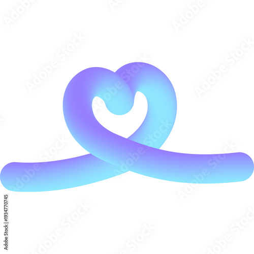 Abstract gradient line. Blue and purple curve heart shape. Romantic symbol.