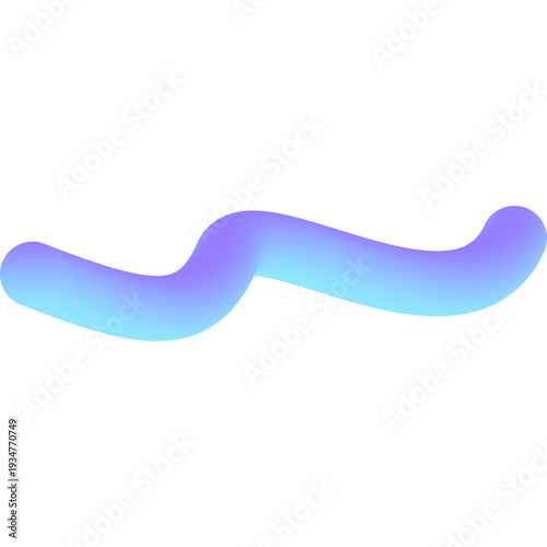 Abstract blue and purple gradient line shape. Fluid dynamic element.