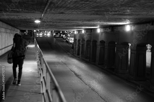 person in underpass