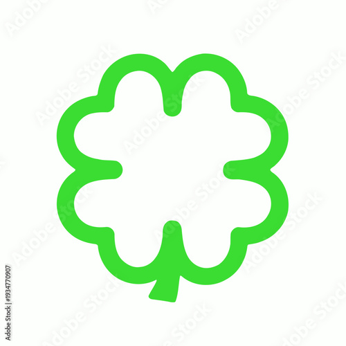 Green four-leaf clover icon on white background, symbol of luck and good fortune