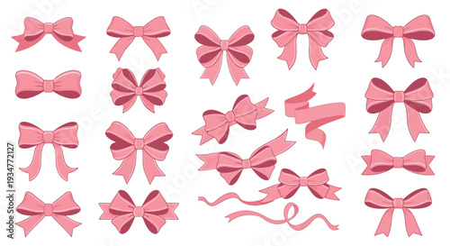 Collection of pink bows in various styles and designs.