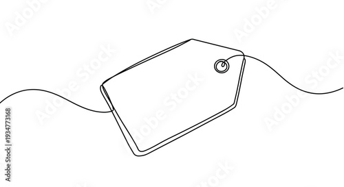 Outline vector illustration of a blank price tag with string on a transparent background, perfect for labeling items in retail, gifts, or organizational purposes.