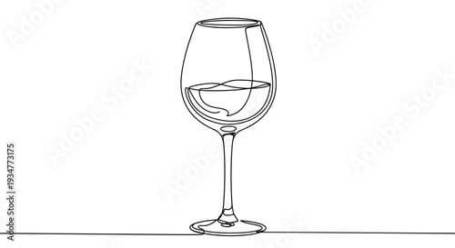Outline vector illustration of a wine glass on a transparent background
