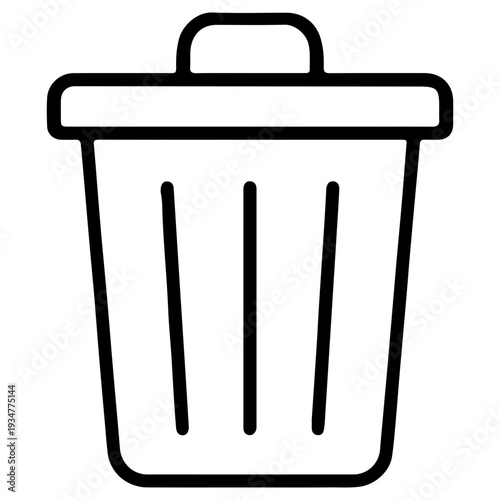 Simple line art icon of a trash can or waste bin for deletion, recycling, or garbage collection concept