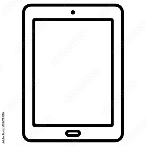 Simple outline icon of a tablet computer, modern digital device for reading and browsing
