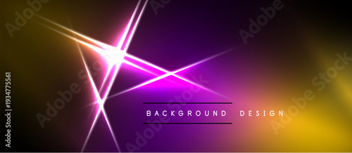 Abstract background features vibrant purple, gold gradients. Bright lines intersect creating dynamic visual effect. Text reads background design.